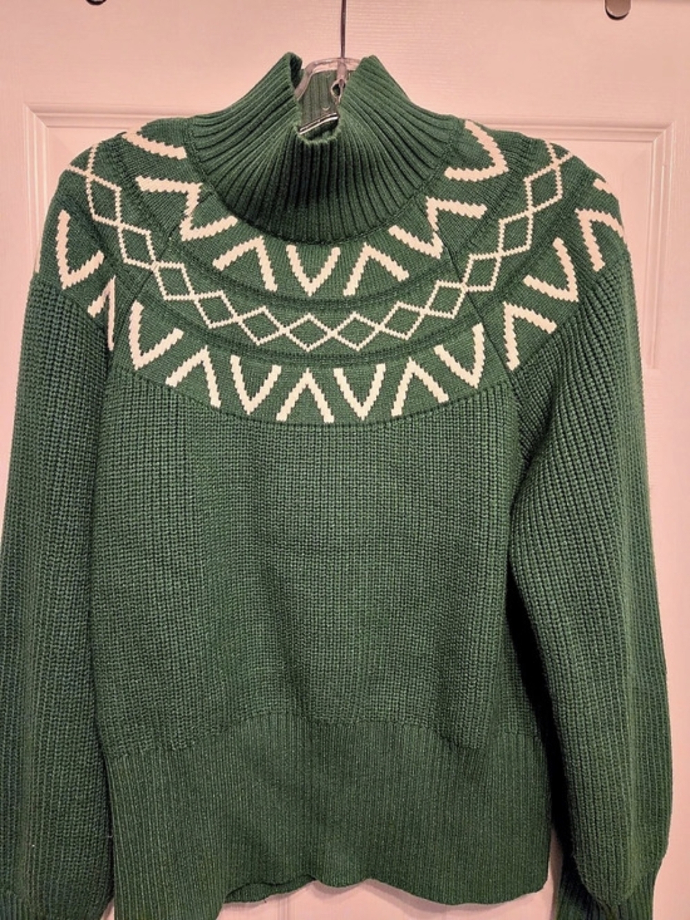Varley Marcie Fair Isle Yoke Knit Sweater Women's Green   Medium